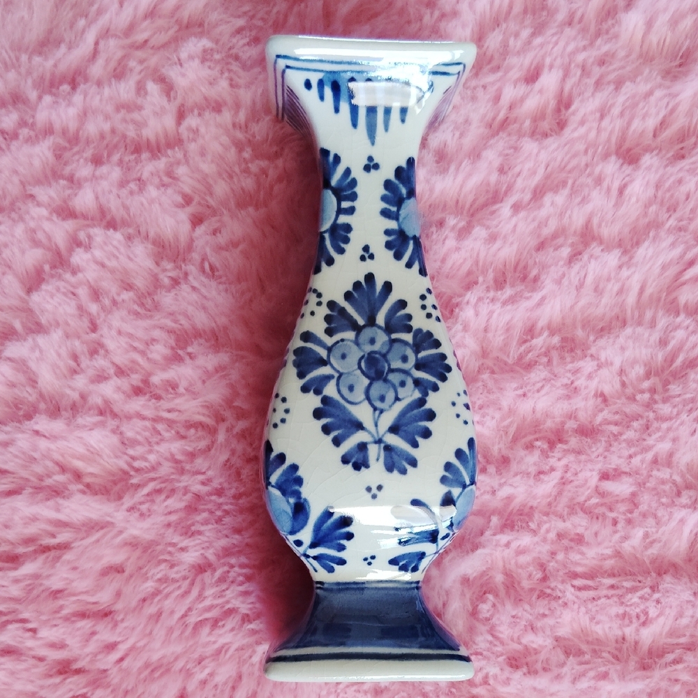Blue and White Floral Ceramic Vase